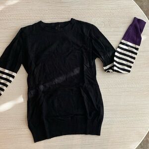 Reneec black sweater with stripe sleeve detail